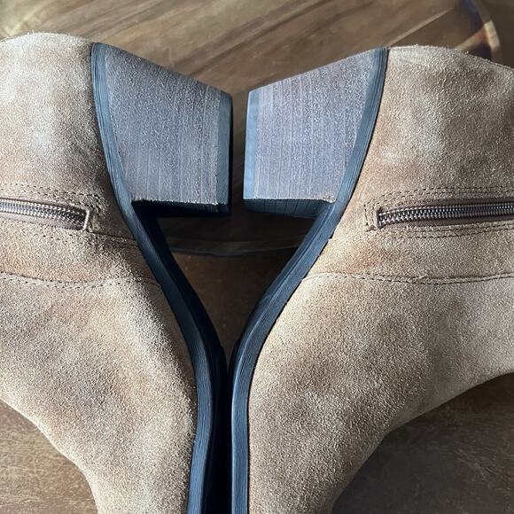 Frye Sandra Chelsea Block Heel Western Boots Cognac Suede Leather Women's 9 - Picture 12 of 16